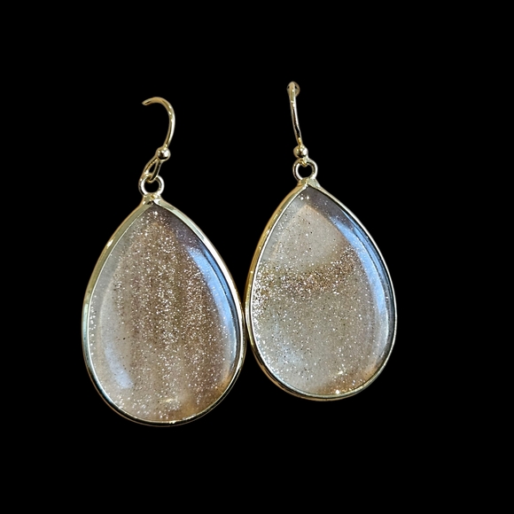 NWT - 18k Gold Celestial Glitter Teardrop Earrings - Picture 11 of 13